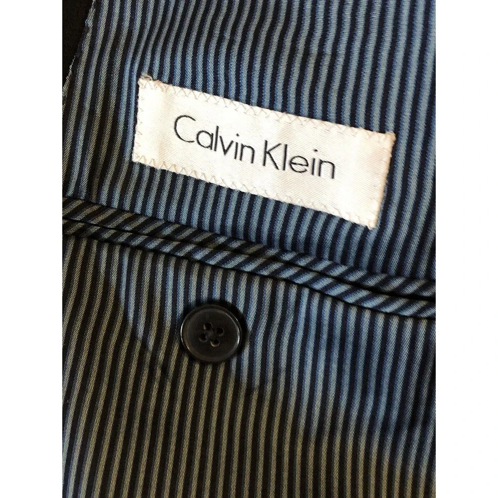 Calvin Klein Blazer Mens 46L Navy Blue Wool Blend Sport Coat Suit Jacket Career